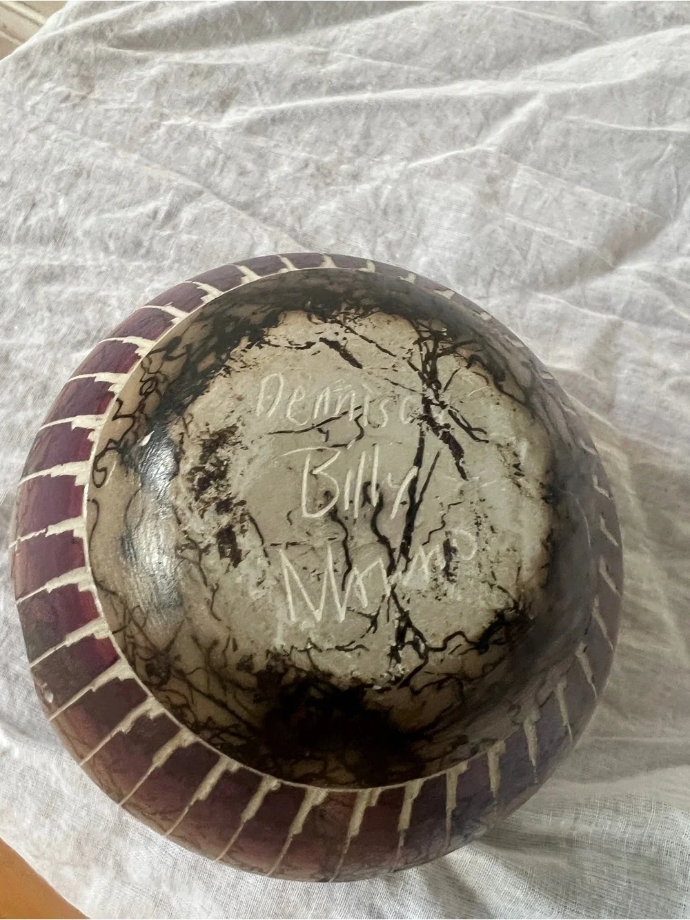 Hand Etched Navajo Pottery With Dream Catcher Inlay By Dennison Billy Navajo